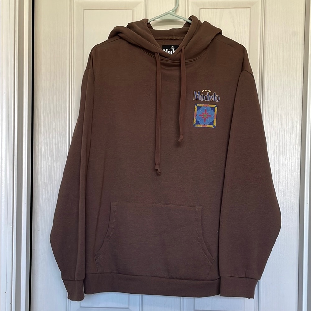 Modelo Brown Hoodie Sweatshirt with Unique Emblem
